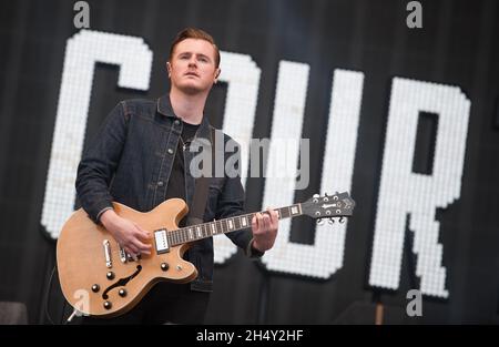 The Courteeners performing live on stage on day 2 of V Festival on August 23 2015 at Weston Park, Staffordshire, UK Stock Photo