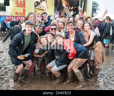 Festival goers at Leeds Festival 2016 at Bramham Park, UK. Picture date: Sunday 28 August, 2016. Photo credit: Katja Ogrin/ EMPICS Entertainment. Stock Photo