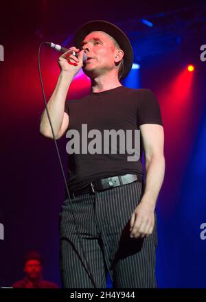 Stuart Murdoch of Belle and Sebastian performing live on stage during 6Music Festival at Tramway in Glasgow, UK. Picture date: Sunday 26 March, 2017. Photo credit: Katja Ogrin/ EMPICS Entertainment. Stock Photo