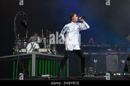 Rapper Machine Gun Kelly performing live on stage on day 1 of Download ...