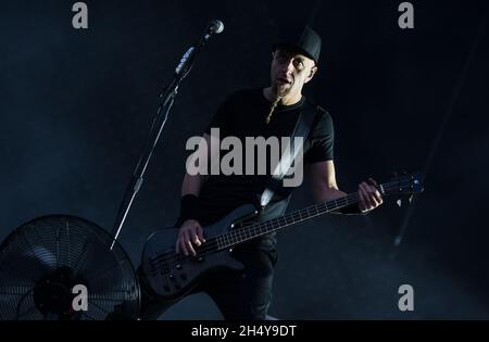 Shavo Odadjian of System of a Down performing live on stage on day 1 of Download Festival  at  Donington Park, UK. Picture date: Friday 09 June, 2017. Photo credit: Katja Ogrin/ EMPICS Entertainment. Stock Photo