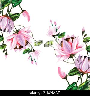 Decorative louts flowers background Stock Vector