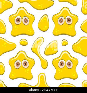 Seamless color pattern with yellow jelly character. Vector cartoon background on white. Stock Vector