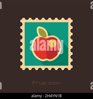 Apple flat stamp. Fruit vector illustration, eps 10 Stock Vector