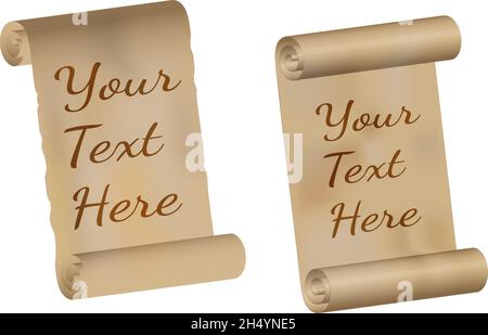 Parchment scrolls and sheets of old paper. Set of vector banners. Old Paper scroll vector set. Retro document script with copy space. Vintage blank and Stock Vector