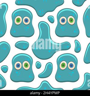 Seamless color pattern with jelly character. Vector cartoon background on white. Stock Vector