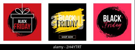 Set Of Black Friday Posters or Flyers Design. Vector Illustration Stock Vector