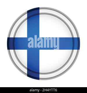 Glass light ball with flag of Finland. Round sphere, template icon. Finnish national symbol. Glossy realistic ball, 3D abstract vector illustration Stock Vector