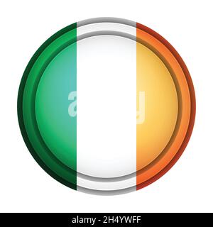 Glass light ball with flag of Ireland. Round sphere, template icon. Irish national symbol. Glossy realistic ball, 3D abstract vector illustration Stock Vector