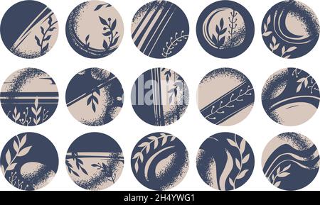 Story highlights with sepia filter, flora leaves Stock Vector