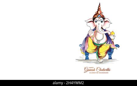 Decorative lord ganesha for ganesh chaturthi card Stock Vector