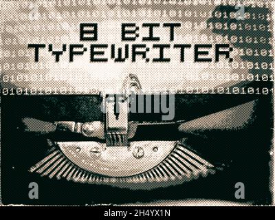 8 bit Typewriter displayed on a classic typewriter in an 8-Bit font Stock Photo