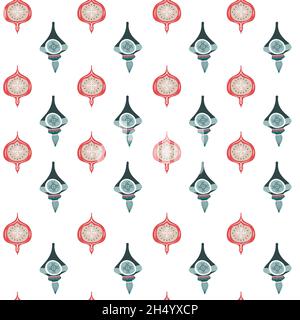 Xmas trees baubles with snowflake decor pattern Stock Vector