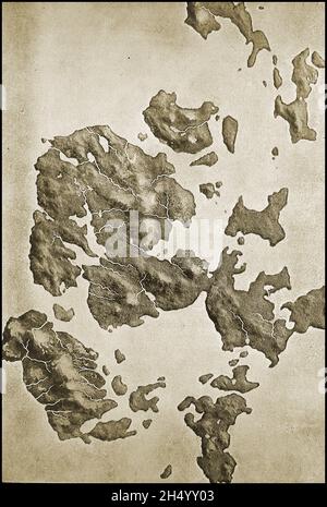 1908 press image - Orkney Scotland - A relief map of the hills of the Orkney Islands Stock Photo