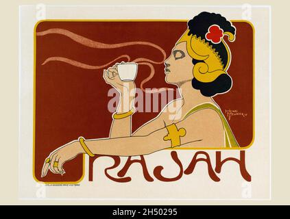 Vintage Poster advertising  Rajah coffee by Henri Meunier, 1897. Stock Photo