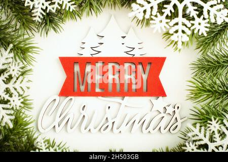 Christmas, winter, new year concept. Flat lay, top view, copy space , Winter holidays, New Year. Stock Photo