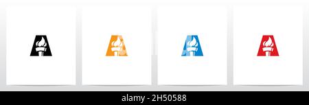Fire Torch On Letter Logo Design A Stock Vector