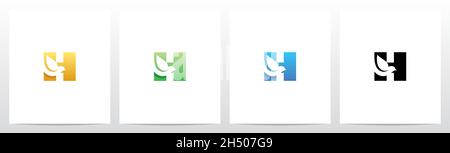 Dove Bird On Letter Logo Design H Stock Vector