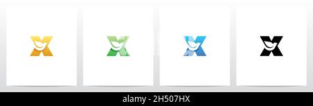 Dove Bird On Letter Logo Design X Stock Vector