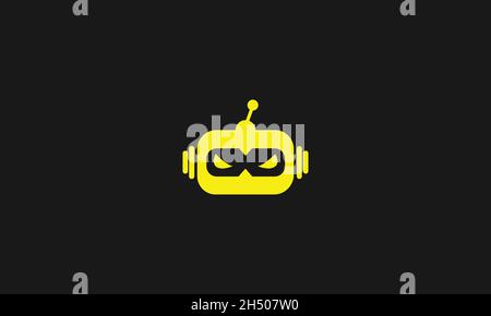 ROBOT LOGO DESIGN WITH NEGATIVE SPACE EFFECT FOR ILLUSTRATION USE Stock Vector