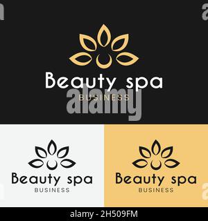 Abstract Flower Petals for Beauty Spa Logo Design Template. Minimalist Lotus Flower Symbol. Suitable for Cosmetic Dermatology Beauty Medi Spa Therapy Stock Vector