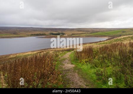 Grimwith Reservoir is located in the Yorkshire Dales in North Yorkshire, England. It was originally built by the Bradford Corporation as one of eleven Stock Photo