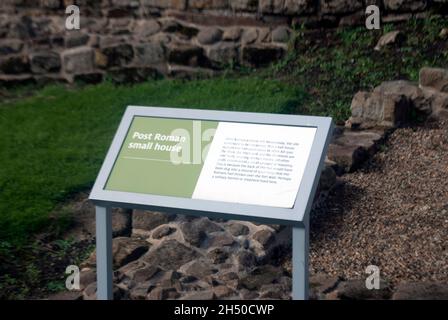 Sign post for the Roman fort in the city center Castlefield Manchester ...