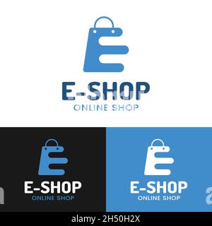 Letter Initial E Shopping Bag for Online Digital Retail E Commerce Shop Store Market Supermarket Company Brand Mobile app Simple Creative Unique Flat. Stock Vector