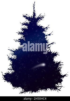 starry Christmas tree on blue background Stock Photo - Alamy