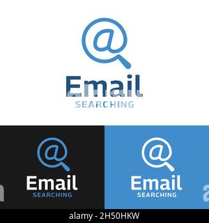 Simple Line Email Searching Logo Design Template. Suitable for Email Service Technology Digital Marketing Business Brand Company Logo Design. Stock Vector