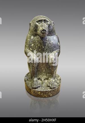 Ptolemaic statue of a baboon probably Thoth or Thot, 330-30 BC, diorite, Villa Albani Rome. Louvre Museum N 4128 or MR33. Height: 45.5 cm; Width: 25.5 Stock Photo