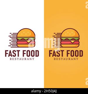 Modern Burger Hamburger Fast Food Logo Design Template. Suitable for Burger Cheeseburger Hamburger Fastfood Sandwich Restaurant Cafe Shop Bistro Etc. Stock Vector