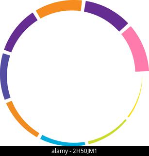 9 part, section segmented circle. Abstract dashed lines circular geometric element - stock vector illustration, clip-art graphics Stock Vector