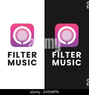 Microphone Pop Filter for Music Audio Studio Company Brand Business and Mobile App Logo Design. Stock Vector