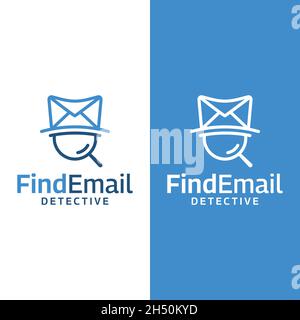 Simple Line Email Detective Logo Design Template. Suitable for Email Service Technology Digital Marketing Application Website Business Brand Company. Stock Vector