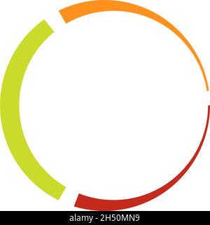 3 part, section segmented circle. Abstract dashed lines circular geometric element - stock vector illustration, clip-art graphics Stock Vector