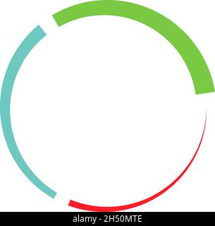 3 part, section segmented circle. Abstract dashed lines circular geometric element - stock vector illustration, clip-art graphics Stock Vector