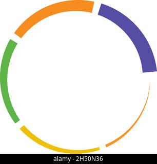 5 part, section segmented circle. Abstract dashed lines circular geometric element - stock vector illustration, clip-art graphics Stock Vector