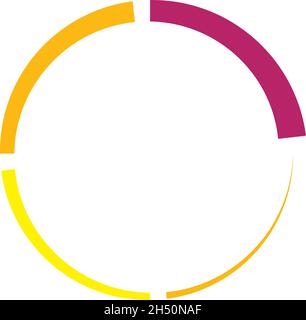 4 part, section segmented circle. Abstract dashed lines circular geometric element - stock vector illustration, clip-art graphics Stock Vector