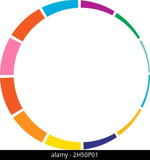 12 part, section segmented circle. Abstract dashed lines circular geometric element - stock vector illustration, clip-art graphics Stock Vector