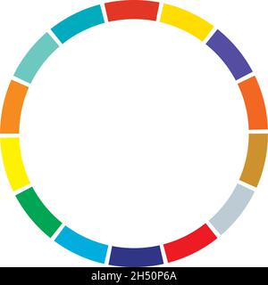 14 part, section segmented circle. Abstract dashed lines circular geometric element - stock vector illustration, clip-art graphics Stock Vector