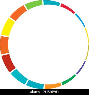 16 part, section segmented circle. Abstract dashed lines circular geometric element - stock vector illustration, clip-art graphics Stock Vector