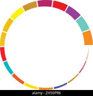 18 part, section segmented circle. Abstract dashed lines circular geometric element - stock vector illustration, clip-art graphics Stock Vector