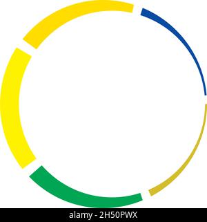 5 part, section segmented circle. Abstract dashed lines circular geometric element - stock vector illustration, clip-art graphics Stock Vector