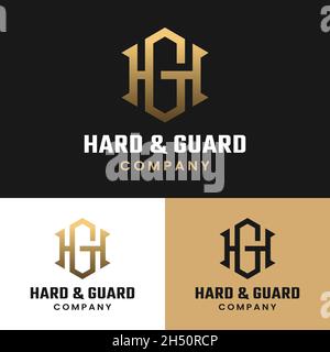 Monogram Initial Letter H G HG GH Hexagon Simple Elegant Minimalist Retro Vintage Logo Design. Stock Vector
