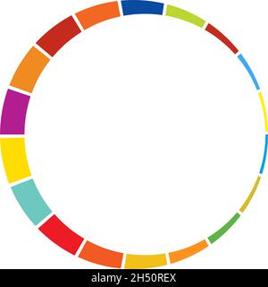 18 part, section segmented circle. Abstract dashed lines circular geometric element - stock vector illustration, clip-art graphics Stock Vector