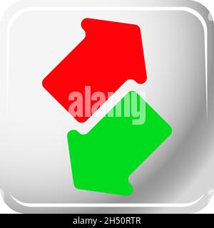 Green and red up and down arrow. Arrow pointing upwards, downwards - stock vector illustration, clip-art graphics Stock Vector