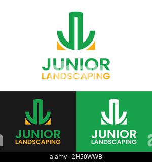 Monogram Letter Initial J L JL LJ for Junior Landscaping Logo Design Template. Suitable for General Landscape Real Estate Finance Company Business Etc Stock Vector