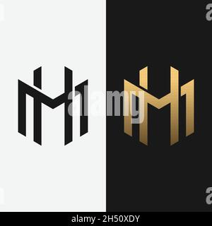 Monogram Letter Initial H M HM MH Logo Design Template. Suitable for General Sports Fitness Construction Finance Company Business Corporate Shop Etc. Stock Vector