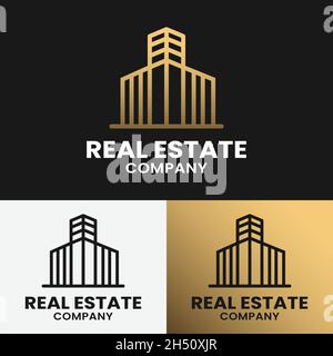 Simple Line Real Estate Logo Design Template. Suitable for General Realty Construction Investment Real Estate Company Business Corporate Brand Simple. Stock Vector